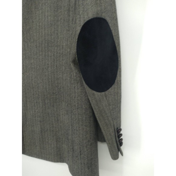 Ralph Lauren mens herringbone wool blazer Size 42L grey sport coat suede patch - Picture 5 of 11